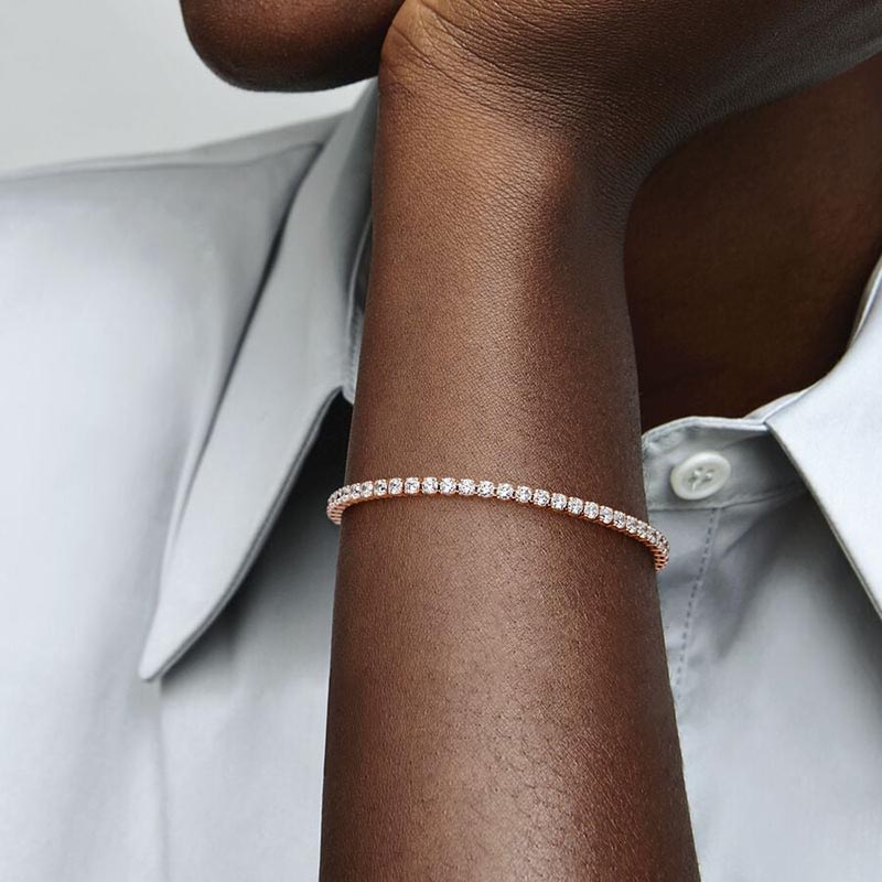 Sparkling Tennis Bracelet 925 Sterling Silver Diamond Bracelet For Women Wedding Jewelry Girlfriend Gift Gold bracelet with Retail Box Set Z250910