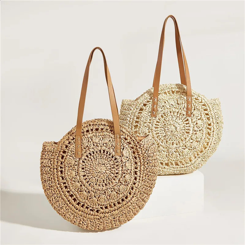 Large Capacity Handbag Holidays Pack Handmade Straw Shoulder Bags For Women Big Travel Beach Bag bolsa feminina 240722