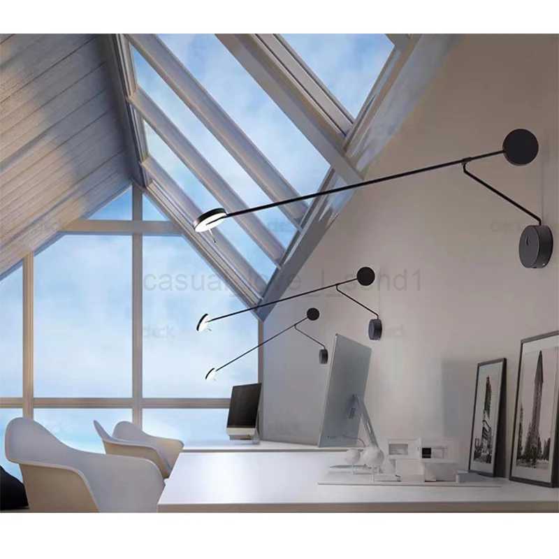 Minimalist Italian restaurant living room background wall light Nordic black adjustable light study office area wall lightCL240722