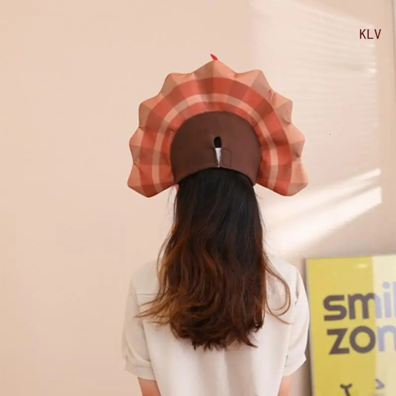 Plush Turkey Hat for Family Gathering Kids Lovely Cartoon Hat Breathable Festival Party Hat Thanks Giving Party Headgear 6XDA 240715