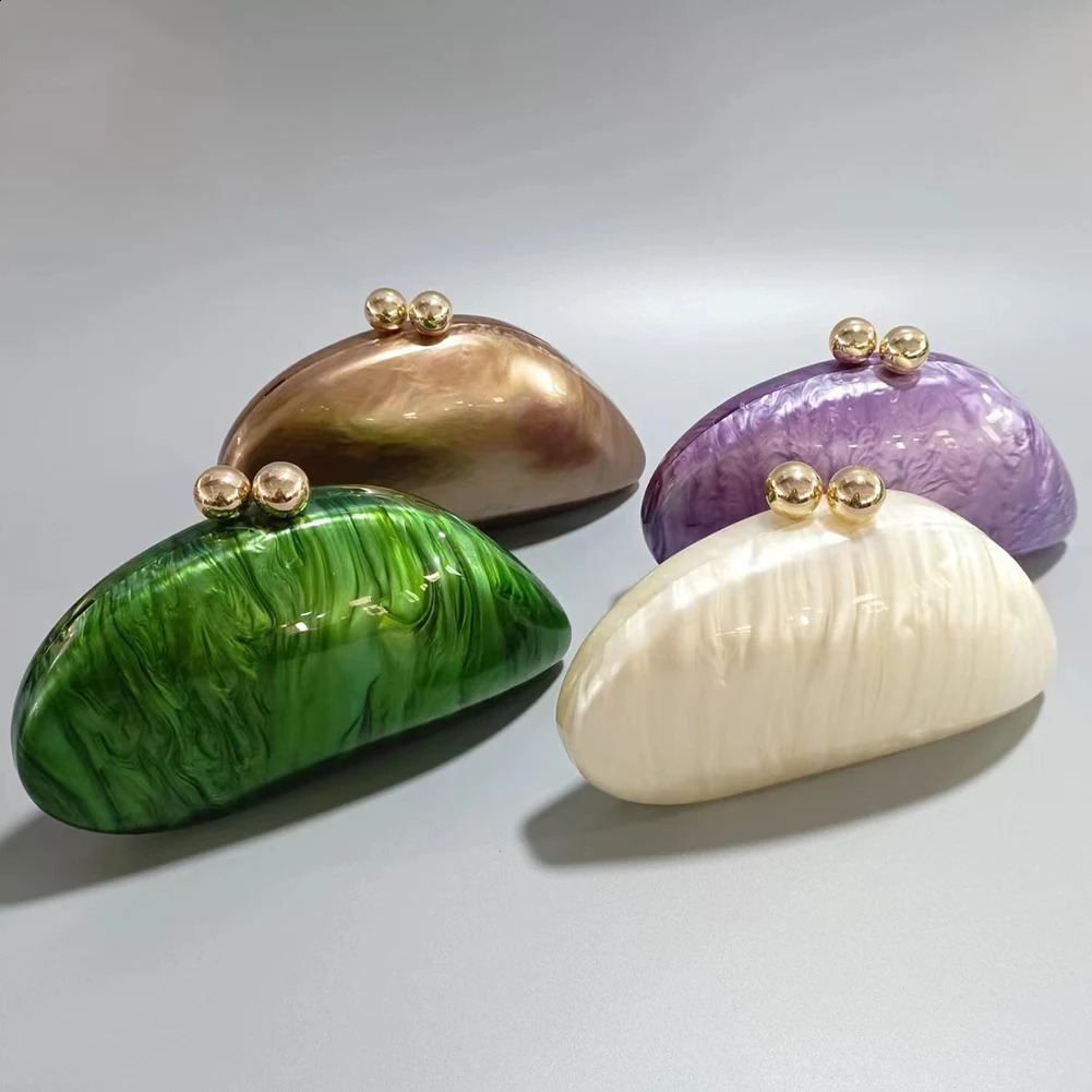 Acrylic Clutch Purse Fashion Evening Bags Seashell Shape Shoulder Stylish Crossbody Bag for Women Girls 240722 5634 4