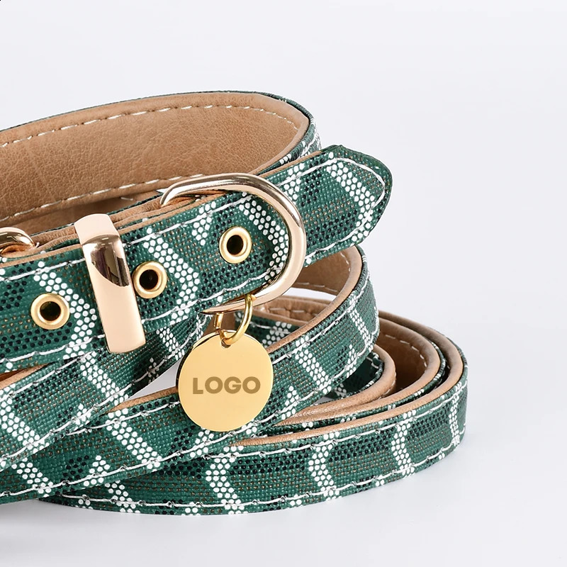 Loudik dog collar with name board customized personalized recycling ECO leather pet accessories fashionable patterns wholesale 240722