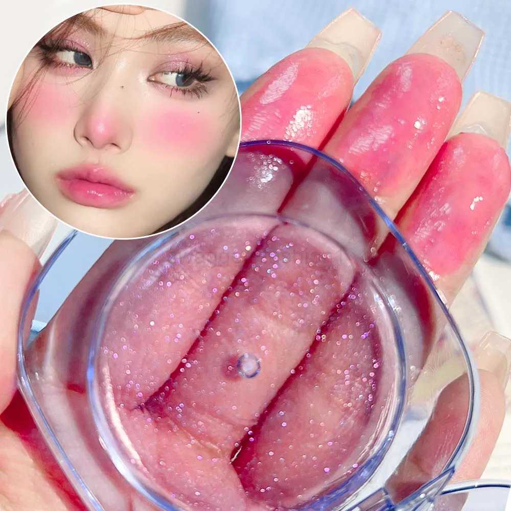 Transparent Crystal Warm Color-changing Blush Palette Makeup Jelly Tint Lip Cheek Moisturized Long-Lasting Shimmer Blusher CreamB240722