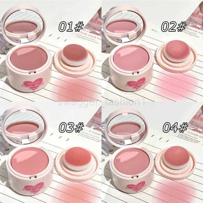 Peach Pink Soft Skin Blush with Puff Matte Natural Powder Blusher Low Saturation Gray Pink Cheek Tint Contour Brightens MakeupB240722