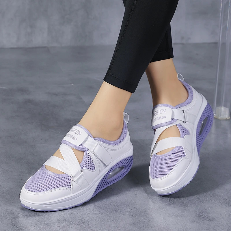 Womens Shoes Spring Genuine Soft Outsole Work Female Black Swing Woman Plus Size Wedges Single 240718