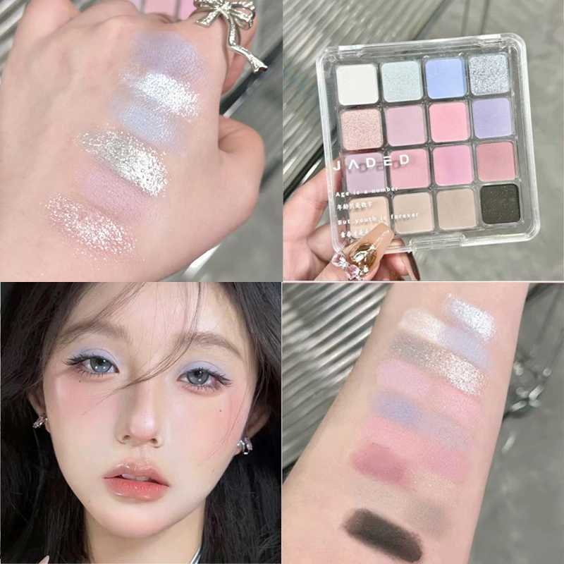 Pearly Glitter Eyeshadow Palette Matte Blue Pink Korean Charming Eye Makeup Palette 16-color Lasting Shiny Eye Pigments CosmeticXJ250520