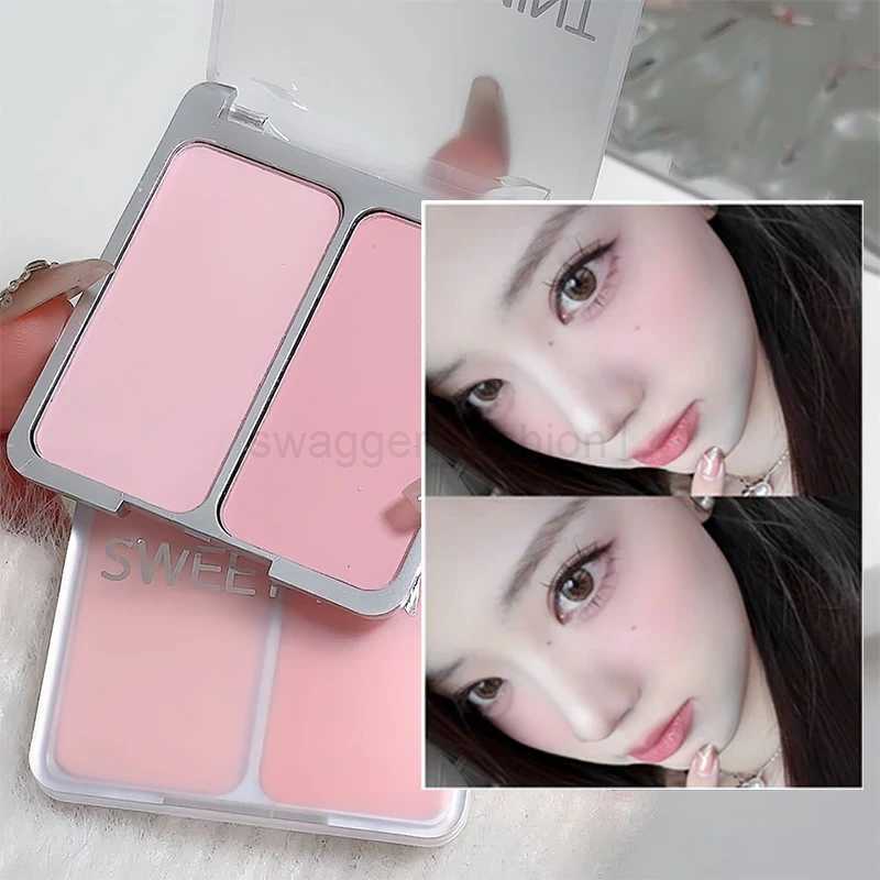 Two Color Powder Blusher Matte Skin Brightening Palette Nude Makeup Waterproof Durable Eye Shadow Pink Blush Pink Korean MakeupB240722
