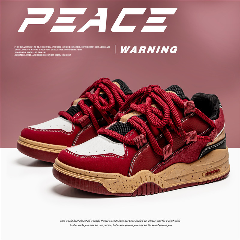Niche Ddmysports Small Design Wine Red Sneakers Trendy And Versatile Casual Sports Shoes Outdoor Shoes