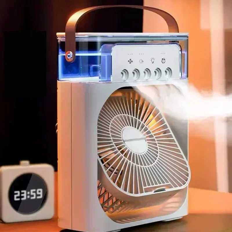 Electric Fans Portable 3-in-1 Air Conditioning Fan USB Electric Fan LED Night Light Spray Humidifier L24722
