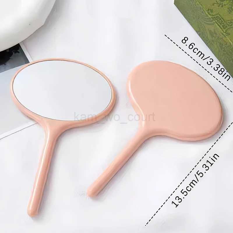 Eyelash Extension Handheld Makeup Mirror Oval Makeup Vanity Mirror With Handle Hand Mirror SPA Salon Compact MirrorsM240722