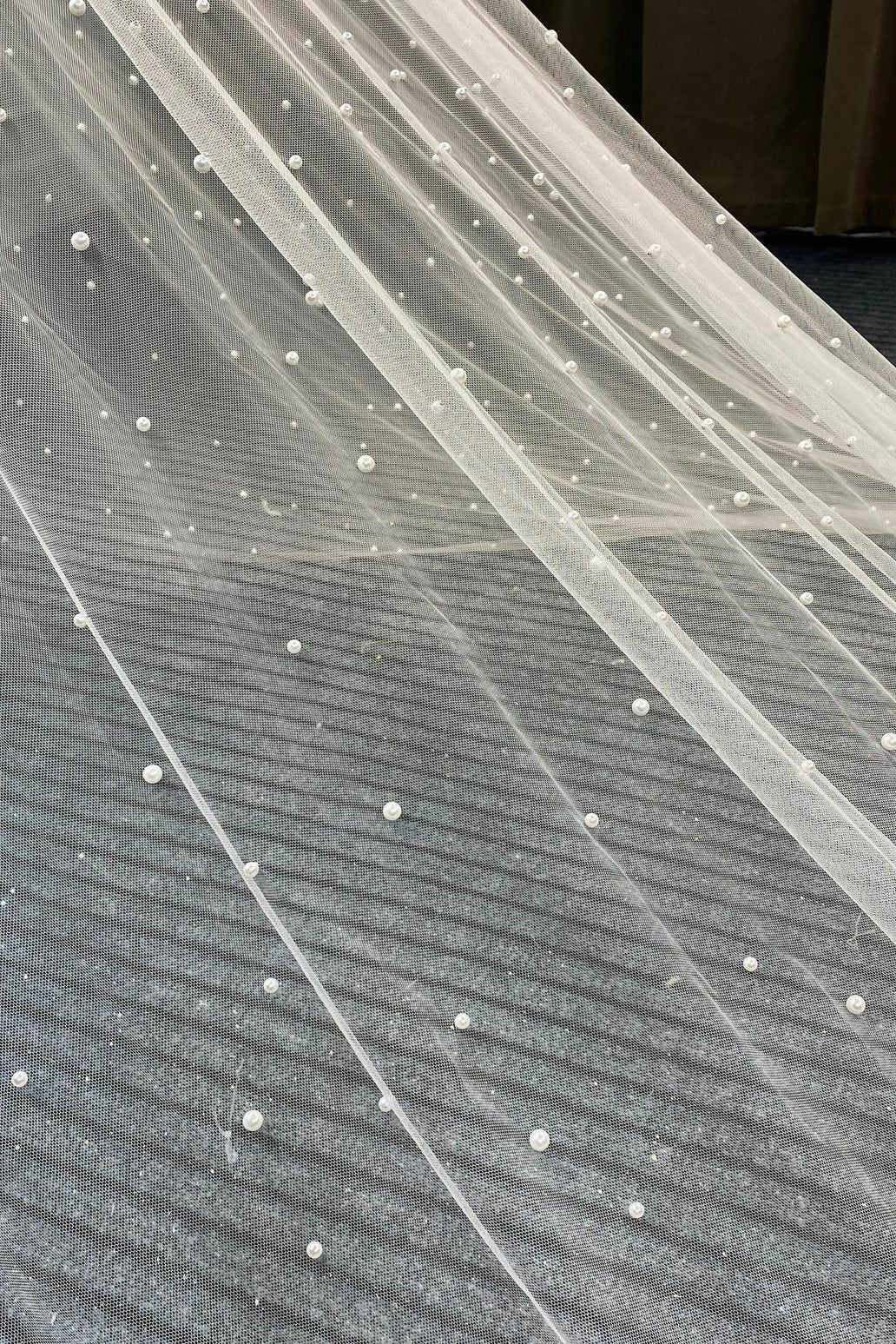 Long Bridal Veil 1 Tier Wedding Veil with Comb White Ivory Cathedral Pearls Beadeds Scalloped for Bride Accessories 300cm