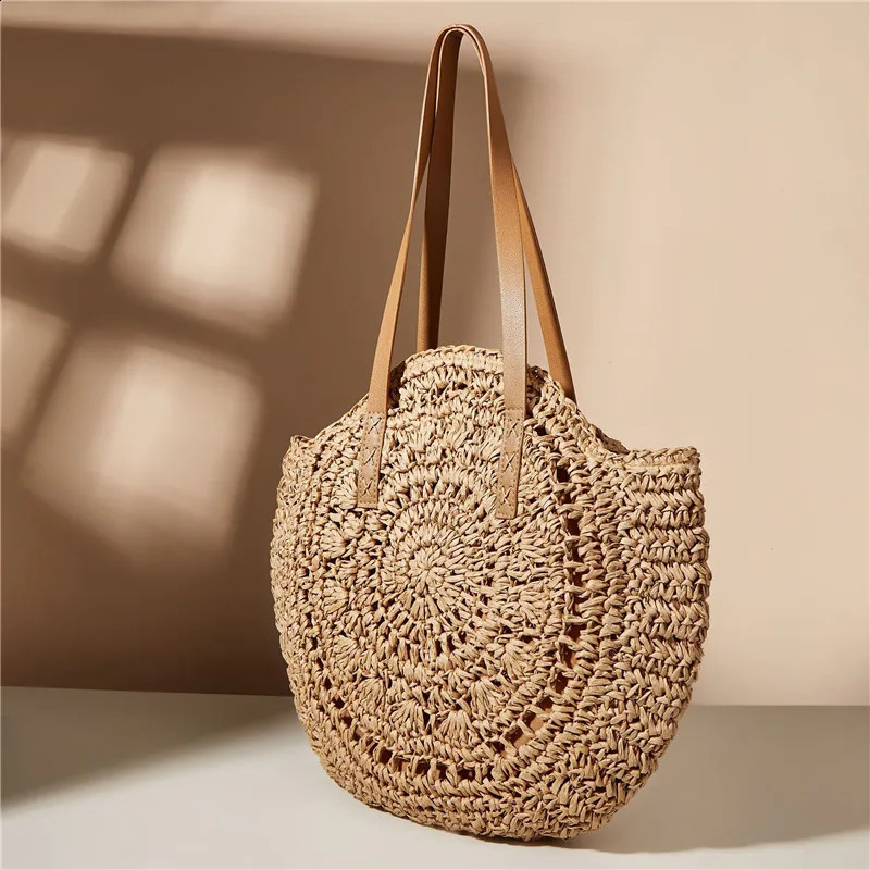 Large Capacity Handbag Holidays Pack Handmade Straw Shoulder Bags For Women Big Travel Beach Bag bolsa feminina 240722