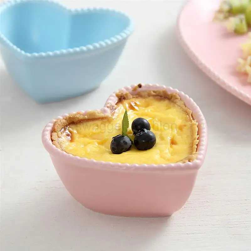 Bowl Heart Bowls Ceramic Dish Salad Shaped Dessert Cereal Fruit Appetizer Sauce Mixing Snack Serving Plate Pasta Deep Rice CreamB270723