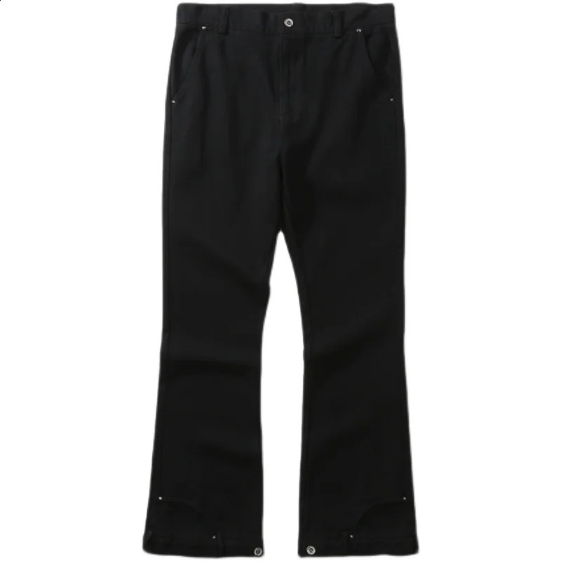 Mens Personality Micro-flared Overalls High Street Tid Fashion Casual Wide Leg Trousers Men Solid Color Slim Flare Pant 240701
