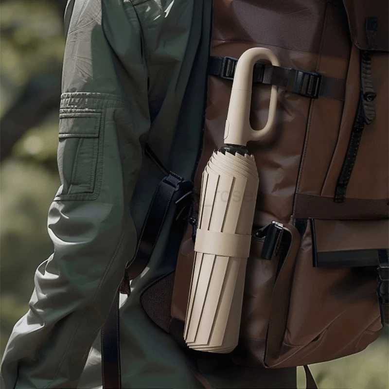 Fully Automatic Umbrella Men Women Folding Windproof Strong Waterproof Sturdy Sunscreen Umbrella Reinforce Ring ClaspM240722