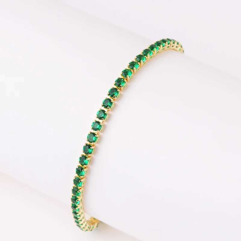 Charm Bracelets Top Quality Spark5A Cubic Zirconia Prong SettCz Rainbow 3mm Chain Tennis Hip Hop BlWomen Purple Green Color Bracelet J240719