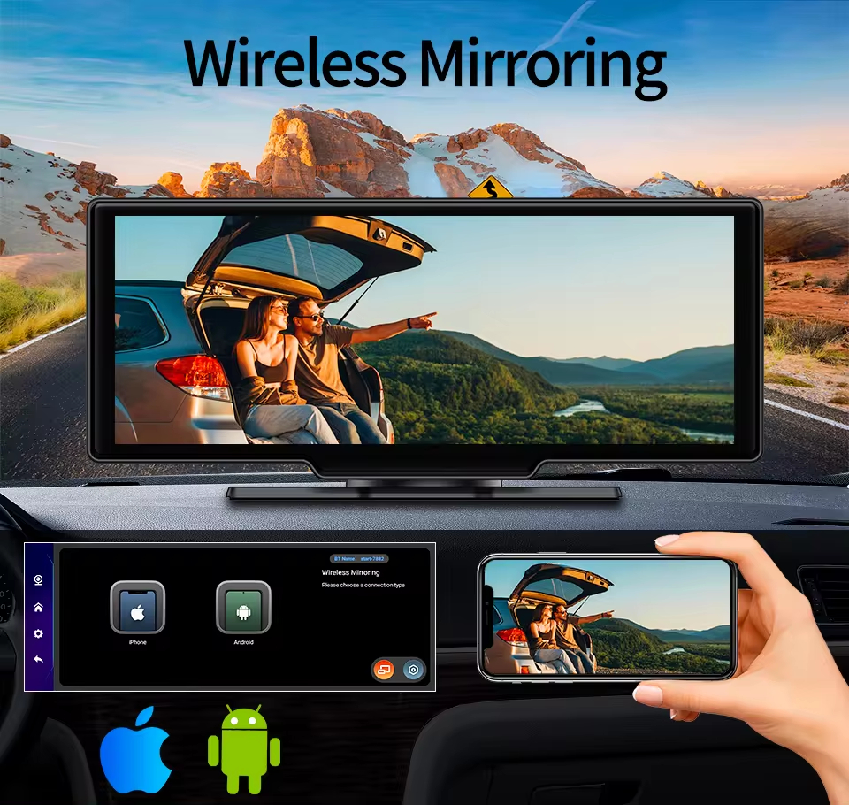 KOWANKIT 11.26 inch Wireless CarPlay Android Auto Touch Screen Plug & Play HD Car Monitor WiFi BT Airplay Universal Fit for Cars H508F
