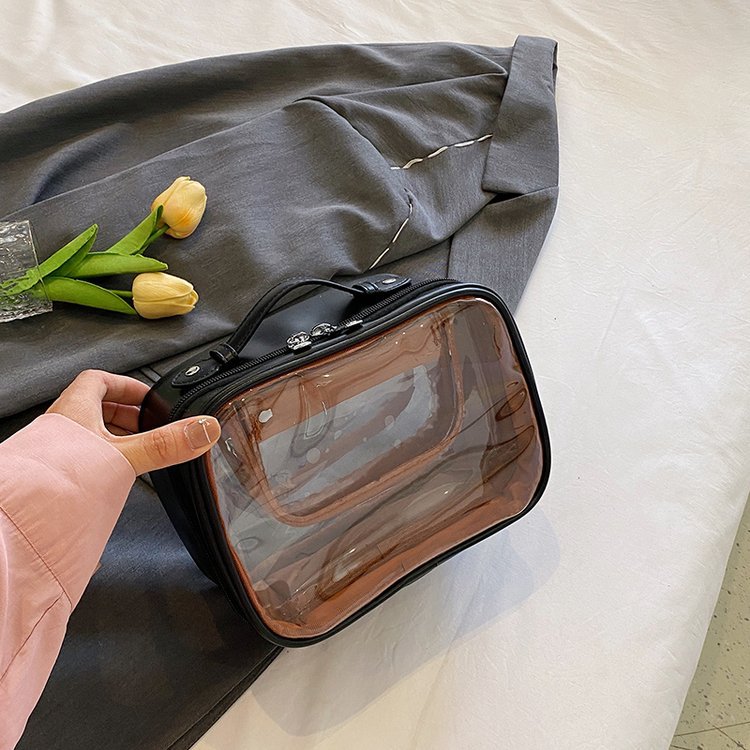 Designer tote bag Transparent waterproof cosmetic bag portable ins wind senior sense of the new double toiletries storage travel large capacity
