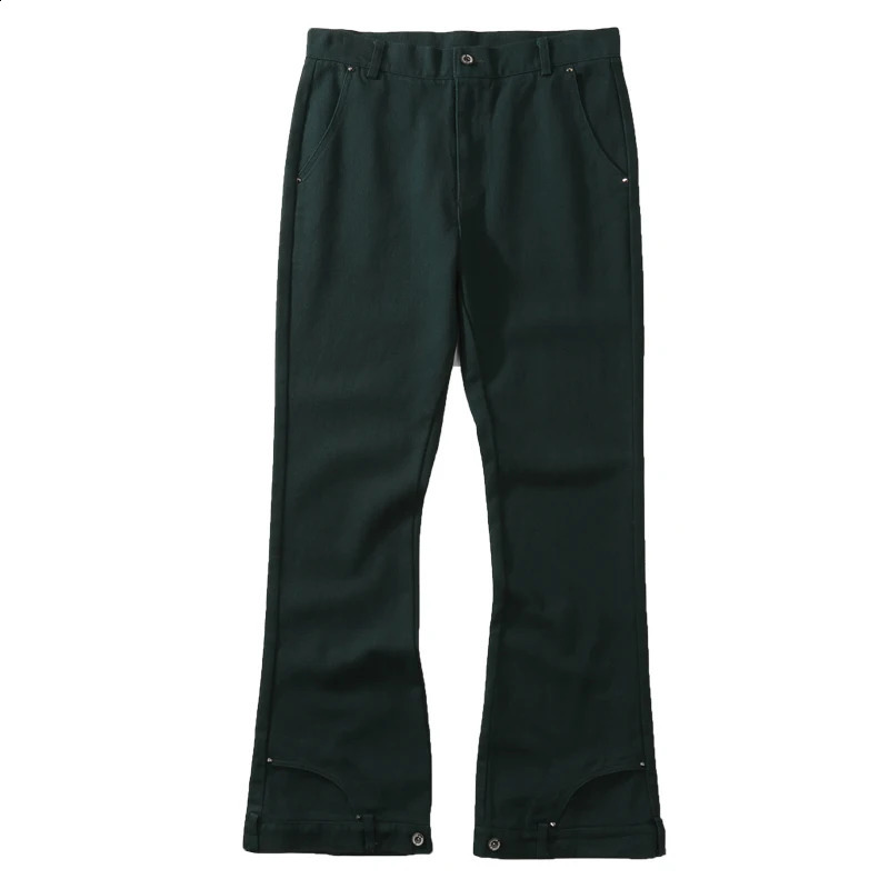Mens Personality Micro-flared Overalls High Street Tid Fashion Casual Wide Leg Trousers Men Solid Color Slim Flare Pant 240701