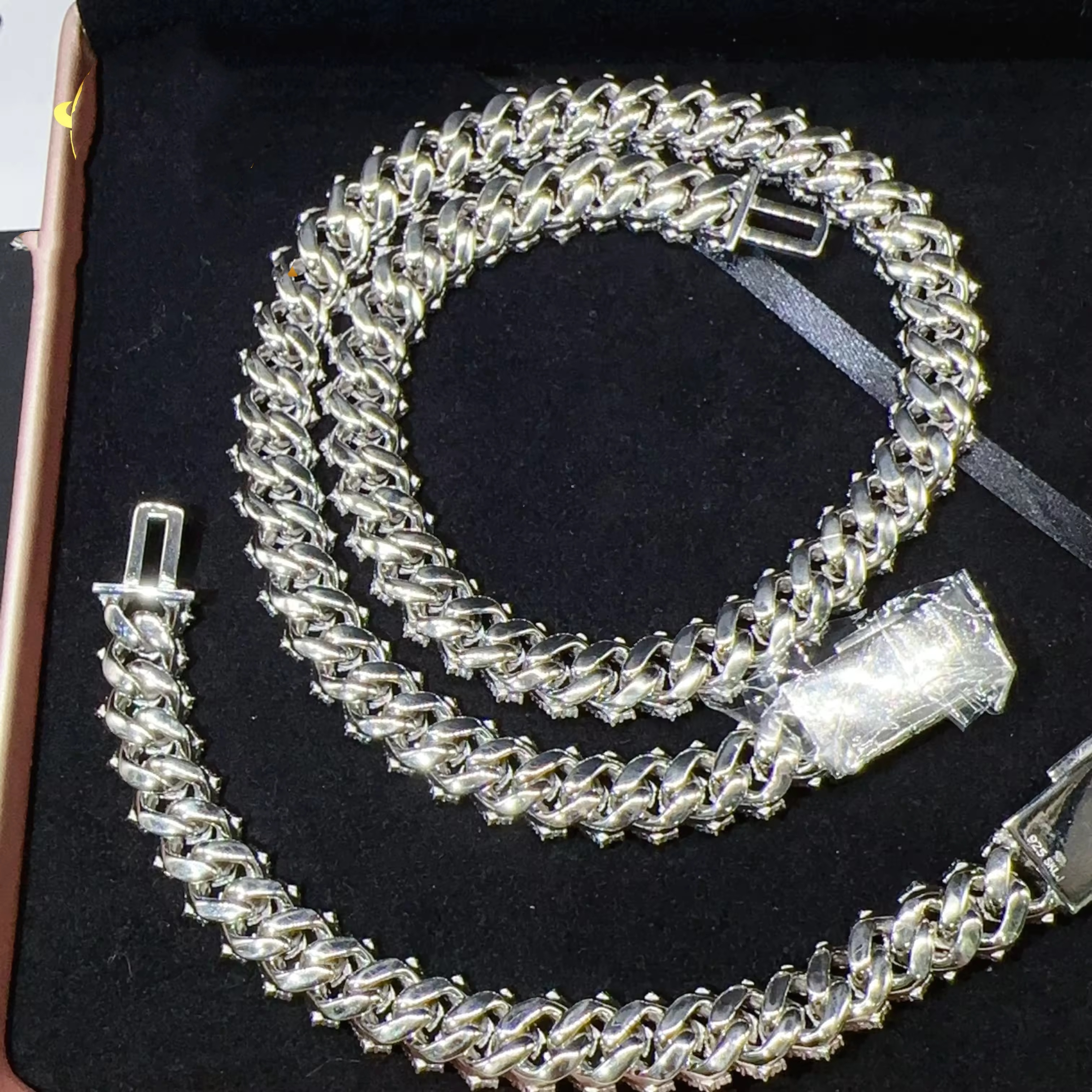designer moissanite ice out dia 14mm wide with GRA gold sterg sier cuban k chain for men fashion necklace
