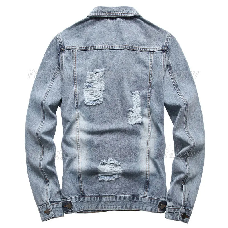 Simple Casual Men 2 Piece Sets Ripped Hole Slim-fit Long Sleeve Denim Jacket Matching Jeans Light Blue Spring Summer Ropa Hombre 240715