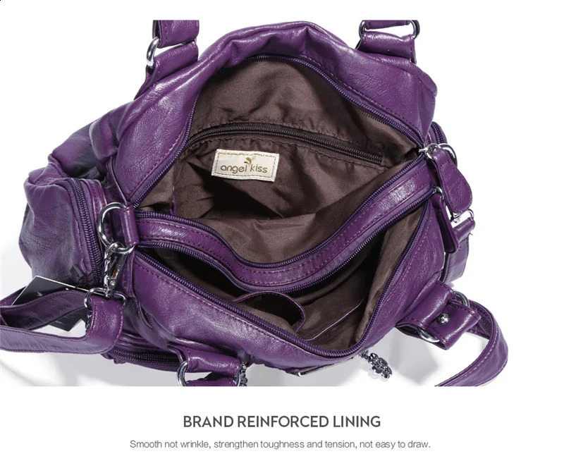 Womens small handbag top PU shoulder bag 8 x11 garbage multi pocket 240731Zl