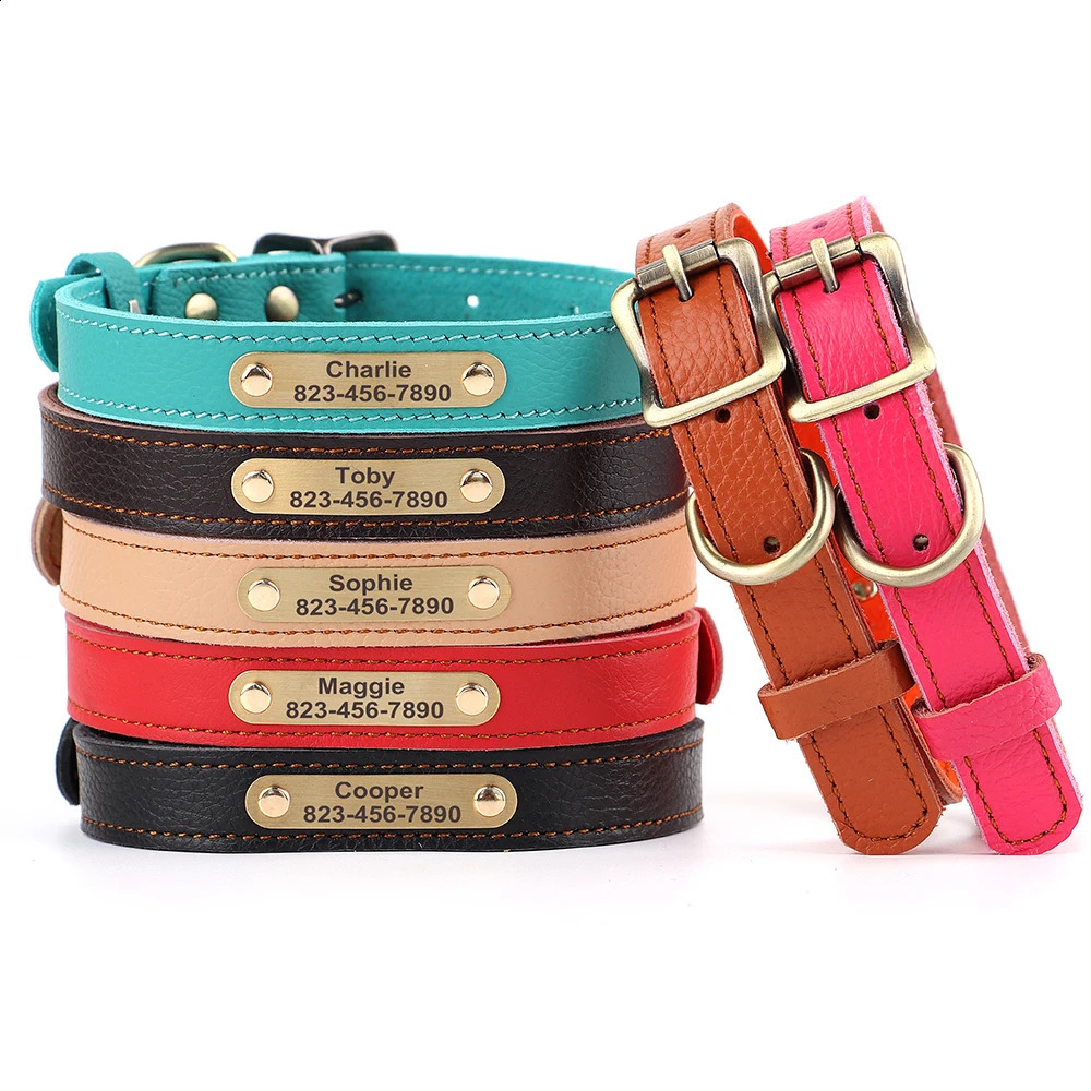 Customized leather dog collar puppy sparkling personalized name kitten pet accessories suitable for small dogs cats Chihuajoki 240722