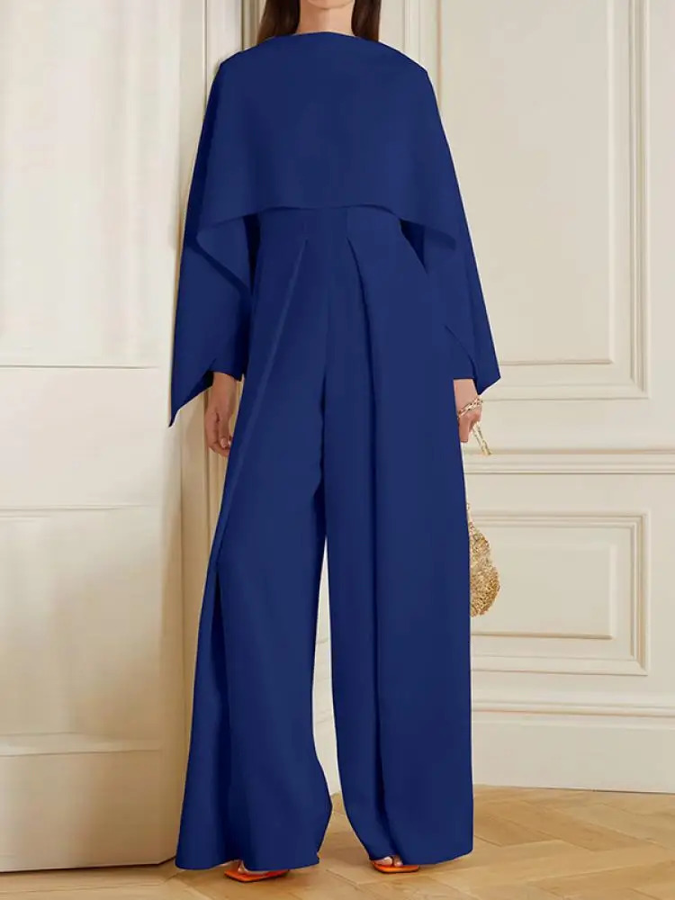 Bohohipei Women Fashion Solid Color Zipper Elegant Wide Leg Jumpsuits 2024 Spring Autumn Long Sleeves Casual Jump Suits 240715