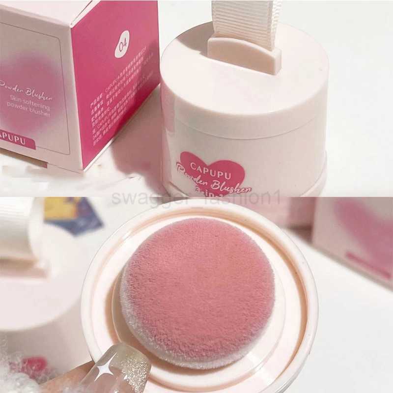 Peach Pink Soft Skin Blush with Puff Matte Natural Powder Blusher Low Saturation Gray Pink Cheek Tint Contour Brightens MakeupB240722