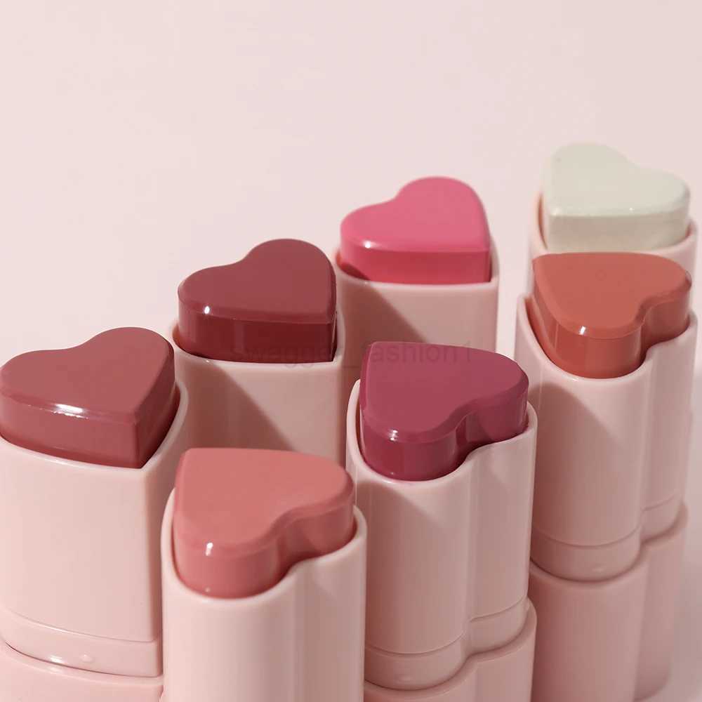 Heart Shape Vegan Creamy Blush Stick Matte Silky Waterproof Pink Blush Cream Makeup Stick High Pigment 3in1 Lip Eye Cheek TintB240722