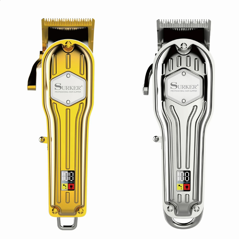Surker cordless barber hair clipper professional hair trimmer for men all metal electric hair cutter gold machine haircut pivot 240712