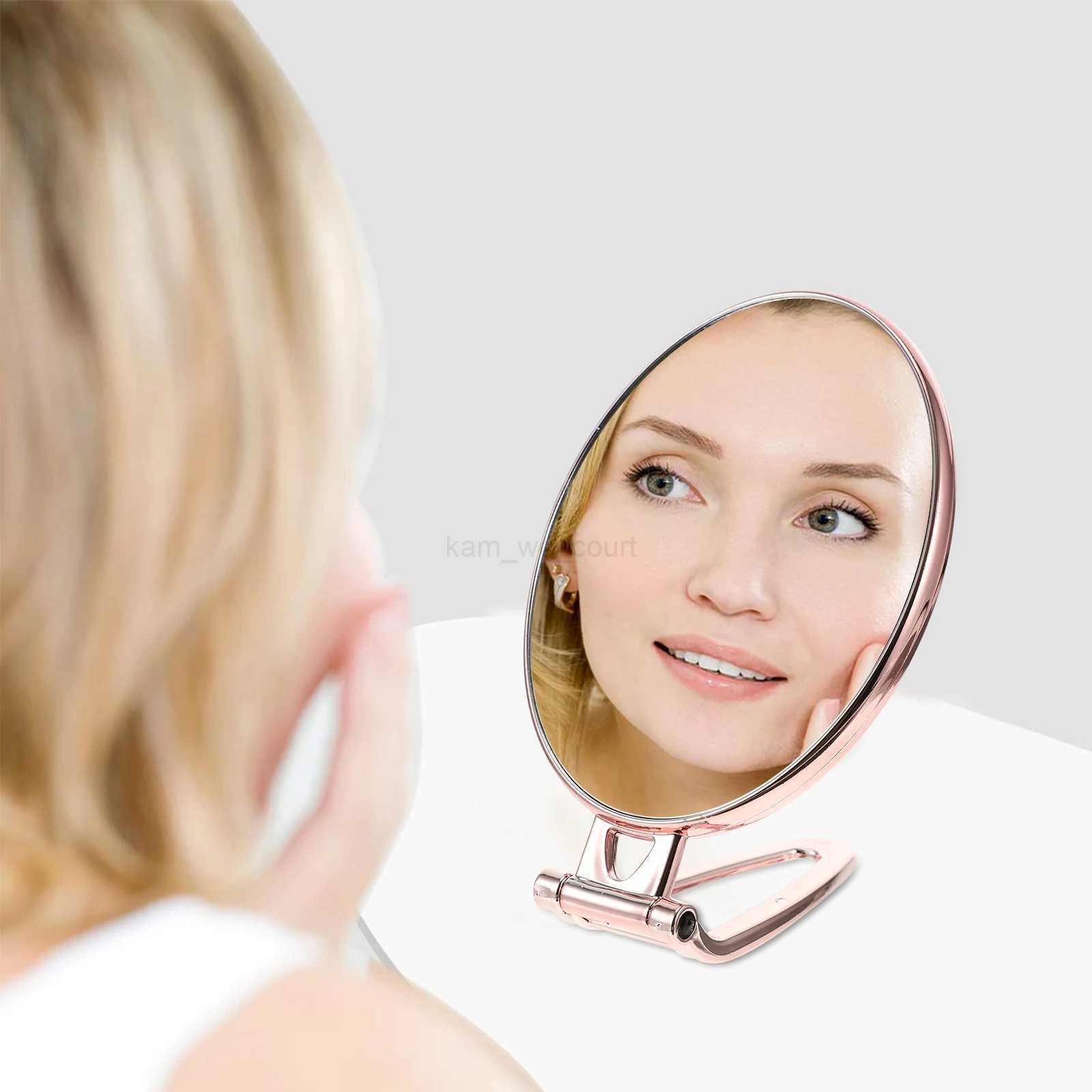 Vanity Mirror Magnifying Handheld Travel Vanity Mirror Double Sided Makeup Travel Portable Dressing With Handle Beauty MirrorM240722