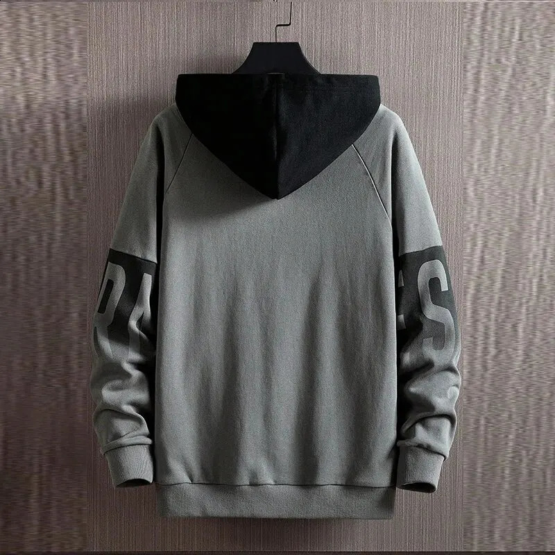 Mens autumn and winter casual edition comparison floral print long sleeved hooded sweatshirt 240819