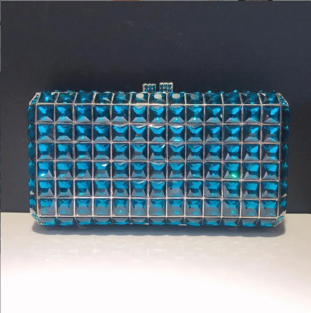 Square Shape 10 Colors Woman High Quality Evening Bag Wedding Bridal Birthday Bling Banquet Toted Party Diamond Crystal Handbag 240722