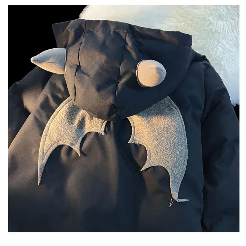 Couples Winter Devil Bread Clothing Casual Hooded Jacket Embroidered Cotton-padded Y2K Jackets Coats Jacket In Winter 240717