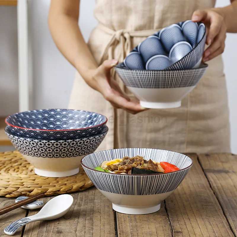 Round Porcelain Salad Soup Ramen BowlStackable Ramen Bowl Serving BowlMicrowavable Ceramic BowlsHeat and Cold Resistant30ozB270723