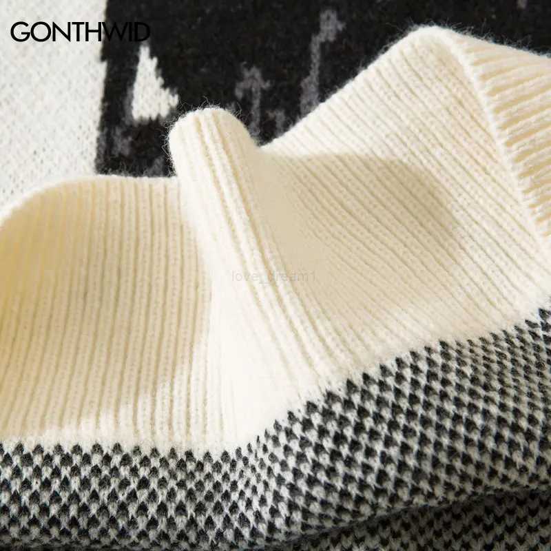 Men Vintage Sweater Y2K Streetwear Hip Hop Vintage Knitted Doberman Dog Sweaters Autumn Harajuku Fashion Retro Casual Sweaters Z240912