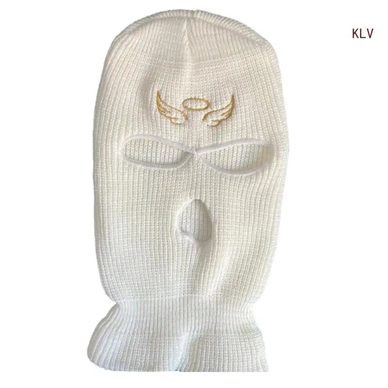White/ Black Color Handmade Ox Horn Hat Soft Winter Warmer Knitted Hat Cold Halloween Presents for Students Teenagers 240715