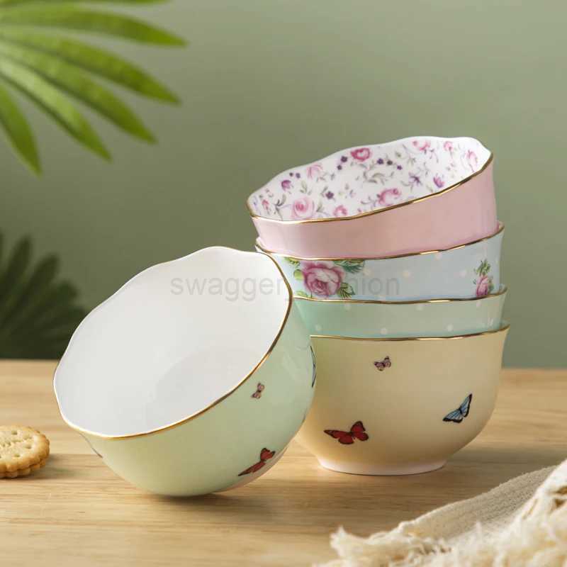 Ceramic Bowl 4.5 Inches Kitchen Tableware Flower Finished Afternoon Tea Chocolate Dessert Bowl Housewarming Wedding Gifts 350MLB270723