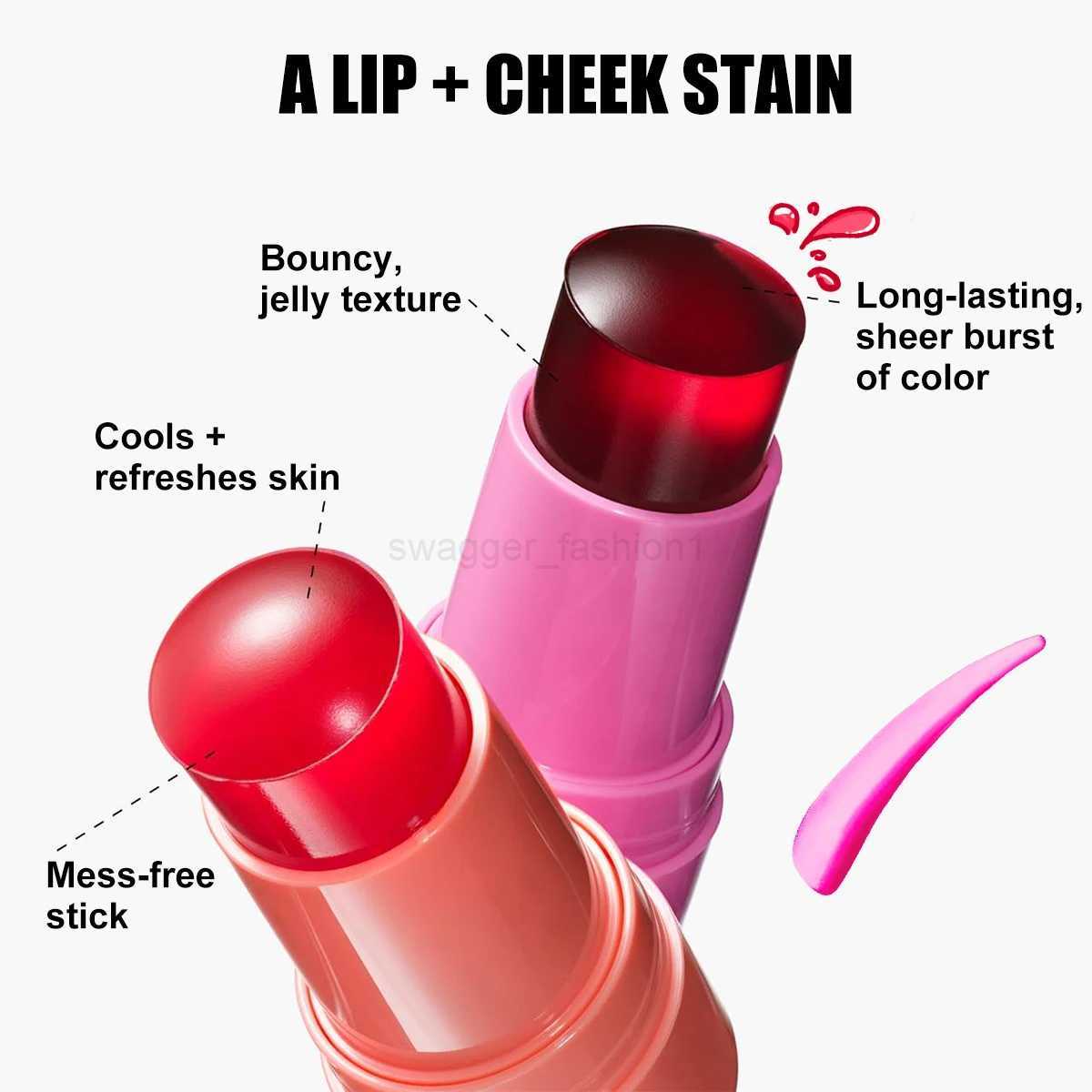 Cooling Water Jelly Tints + Lip Stain Waterproof Long-Wearing Aloe Moisturize Berry Lip Cheek Tint Hot Pink Jelly Blush StickB240722