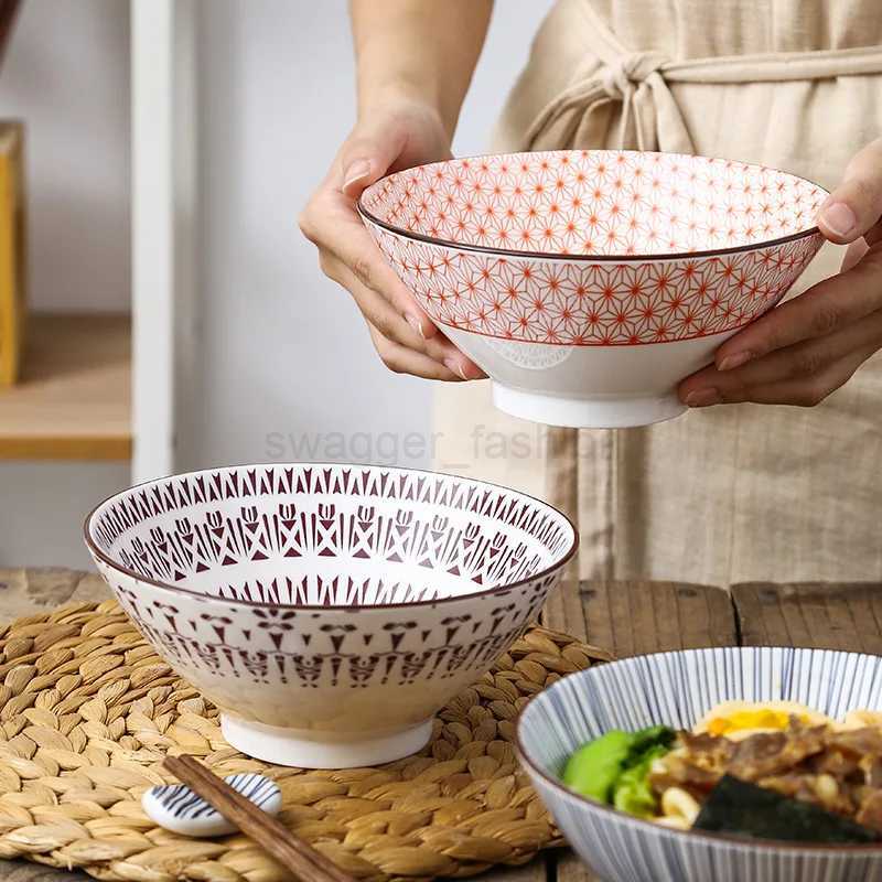 Round Porcelain Salad Soup Ramen BowlStackable Ramen Bowl Serving BowlMicrowavable Ceramic BowlsHeat and Cold Resistant30ozB270723