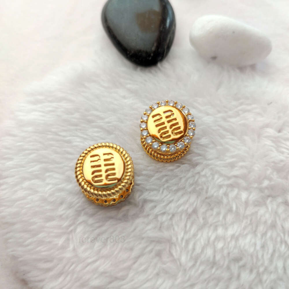 Stud M brand luxury lovely hollow round designer earrings for women shine diamond aretes tendency numbers letters design earring earings ear rings jewelry woman