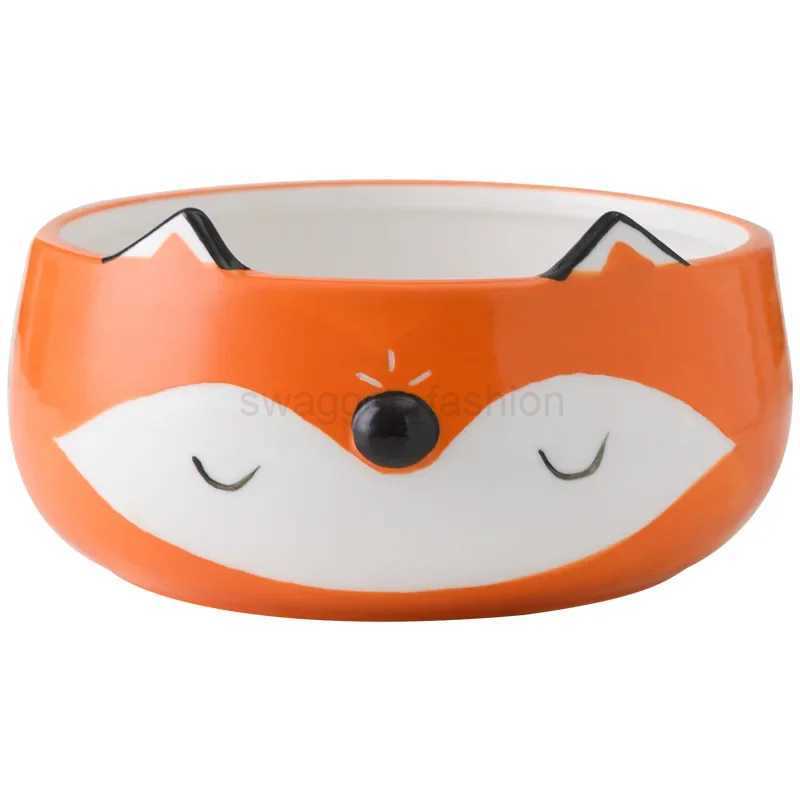 Hand Painted Fox Cat Dog Bowls Cute Animal Bowl For Salad Fruit Noodle Rice Soup Creative Underglaze Ceramic Children TablewareB270723 - view 7