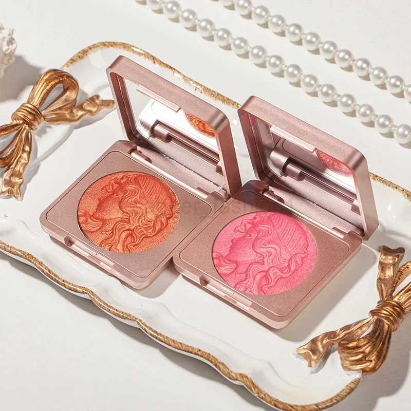 Hot Highlighter Embossed Blush Glitter Facial Longlasting Shimmer Powder Pink Coral Rouged For Cheeks Eyeshadow Smooth CosmeticsB240722