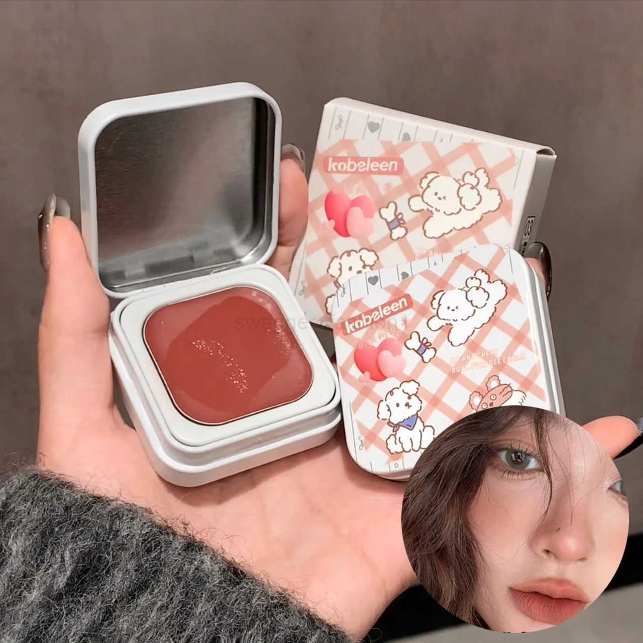 Cherry Blush Mud Mousse Blush Lipstick Multi-purpose Velvet Matte Lip Mud Maquillaje Rose Red Cheek Lip Tint Blusher Peach RougeB240722