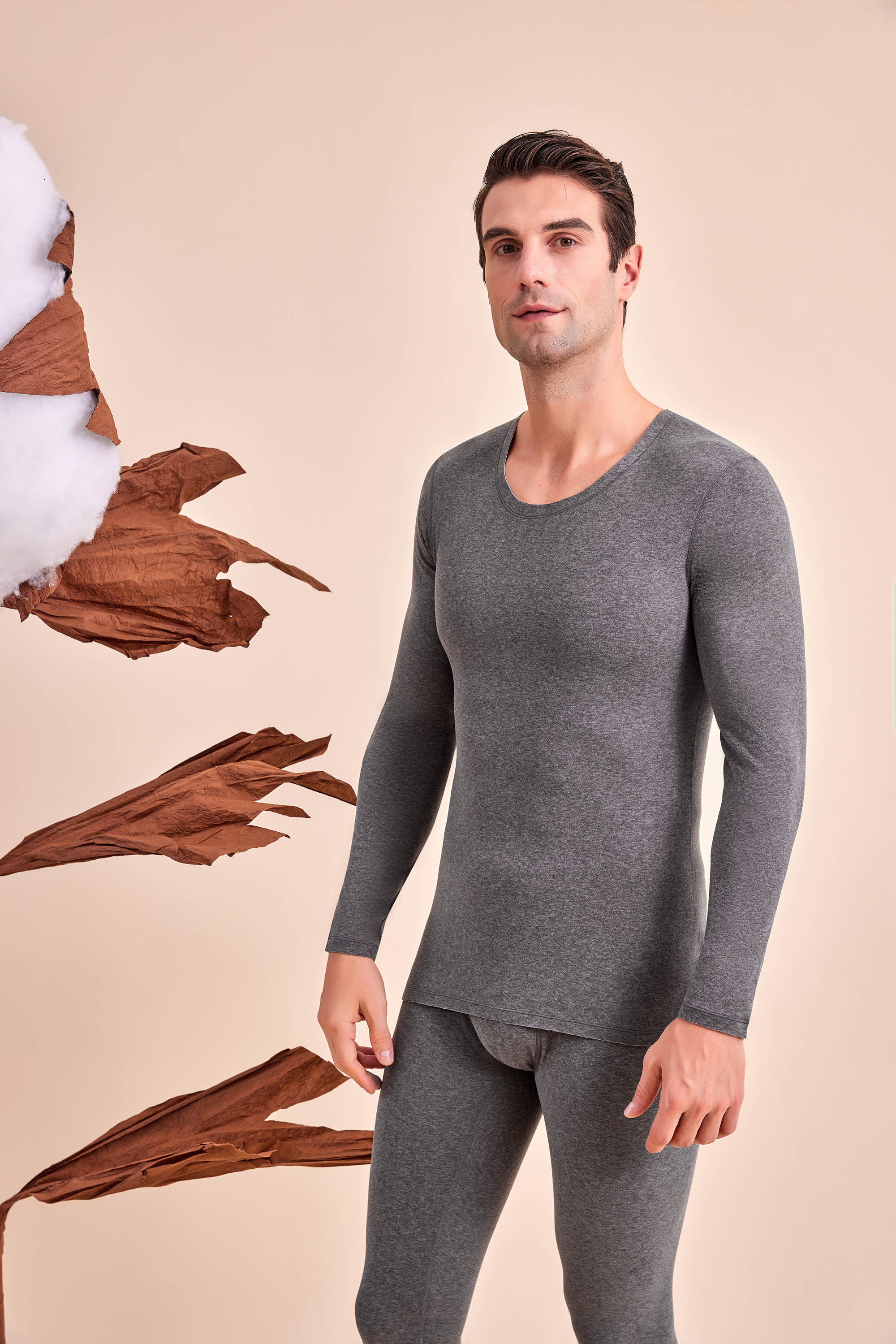 Men's thermal suit, thermal underwear, pajamas, 7A antibacterial and mite proof 24A07