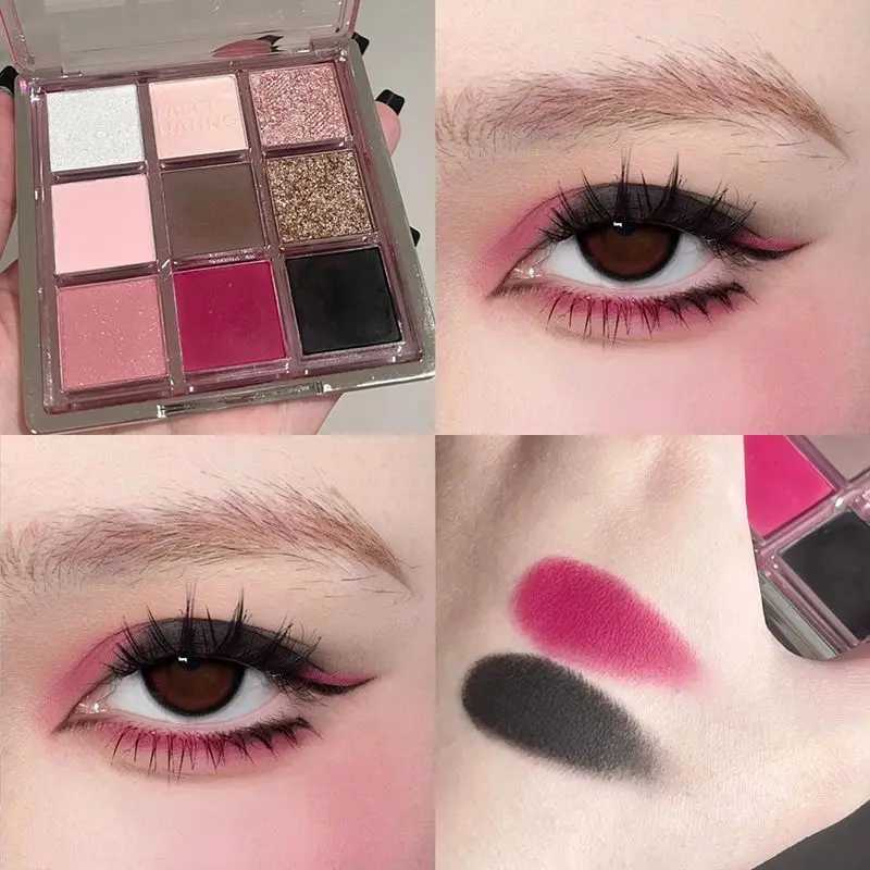 9 Colors Eyeshadow Palette Sweet Cool Girls Punk Smokey Black Grey Eye Shadow All-in-One Palette Matte Eye Contouring Eye MakeupXJ250520