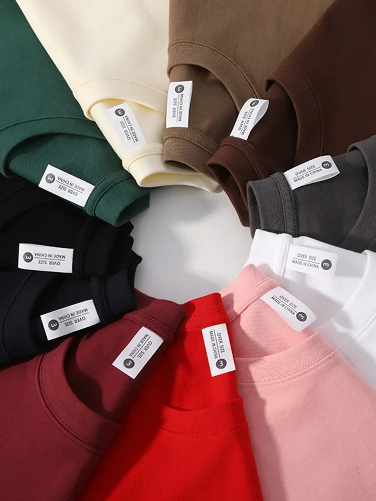 300gsm Heavy Cotton Summer Tshirts Men Korean Fashion ONeck Short Sleeve Solid Color Casual Unisex Basic Tees Oversized Tshirt 240712
