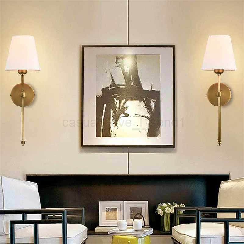 Modern American Led Wall Lamp for Decor Bathroom Mirror Light Bedroom Corridor Stairs Cloth Lampshade Wall Sconce Room DecorCL240722