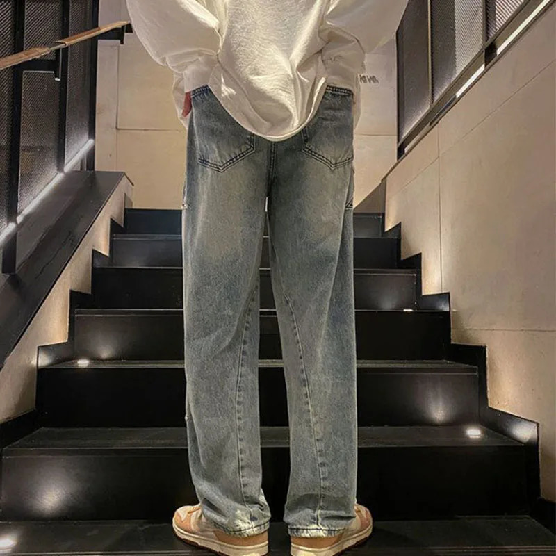 Xpqbb Y2K Vintage Streetwear Jeans Women Harajuku Star Aesthetic Wide Leg Denim Trousers High Waist Unisex Couple Straight Pants 240717